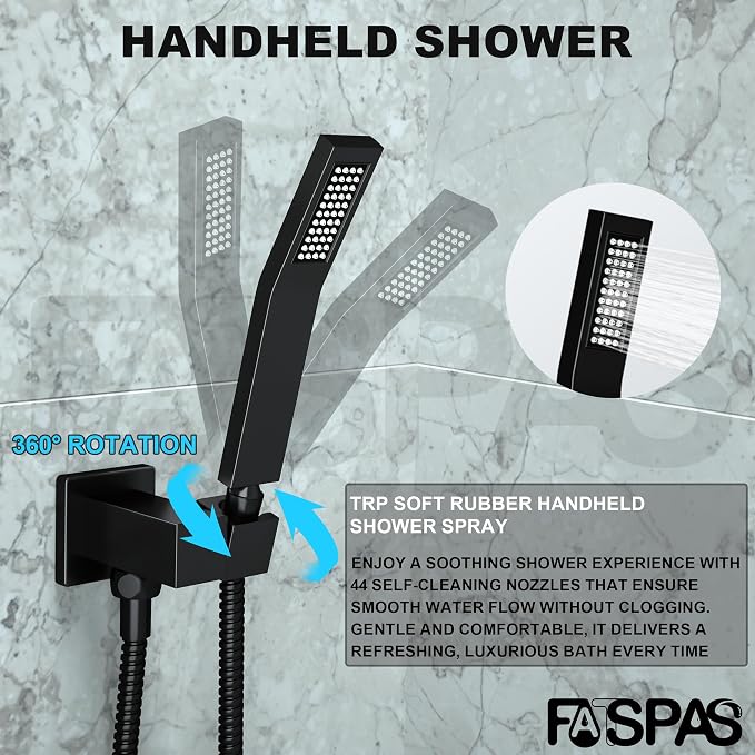 Shower System with Tub Spout, Shower Faucet Set with 12 Inch Rain Showerhead - Image 3