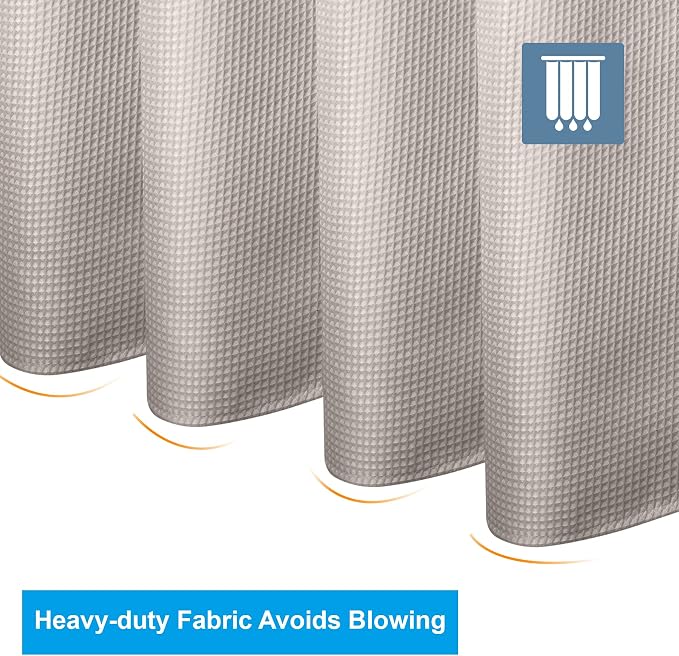 AmazerBath Waffle Shower Curtain, Khaki Shower Curtain Fabric - Image 7