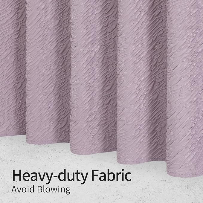 MitoVilla Lavender Shower Curtain, Farmhouse Waves Fabric Shower Curtains - Image 5