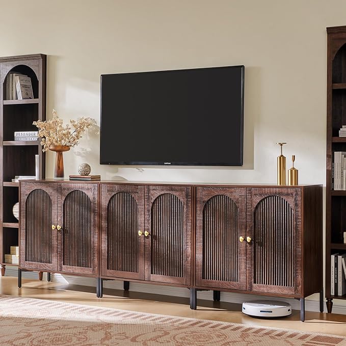 Bathroom Cabinet with Storage, 92.63" W Fluted Arched Free Standing Floor - Image 4