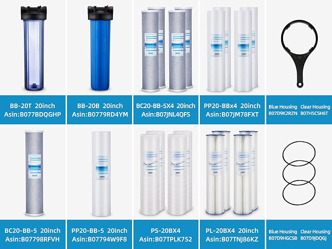 Geekpure 20 Inch Whole House Water Filter Housing-1"NPT Bras Port -Fit 4.5"x - Image 5