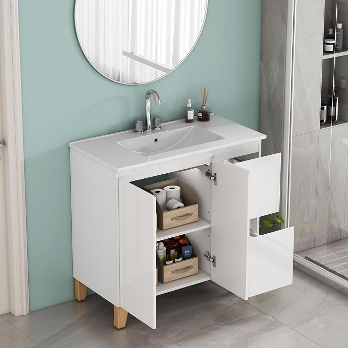 36-Inch Bathroom Vanity with Ceramic Sink Combo, Freestanding Modern Bathroom - Image 6