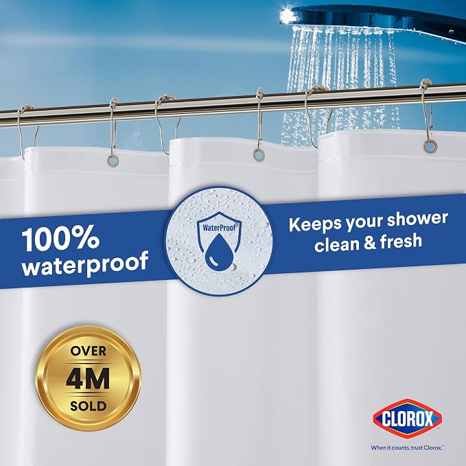 Clorox Shower Curtain Liner, Premium Lightweight Flexible Waterproof 4g PEVA - Image 6