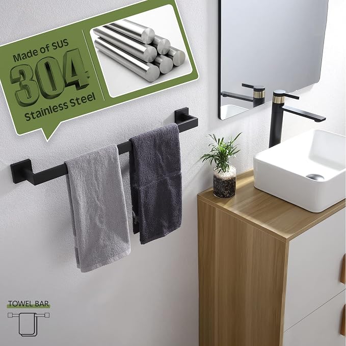 KOKOSIRI 20-Inch Single Towel Bar, Bathroom Kitchen Towel Holder, Wall Mounted - Image 3