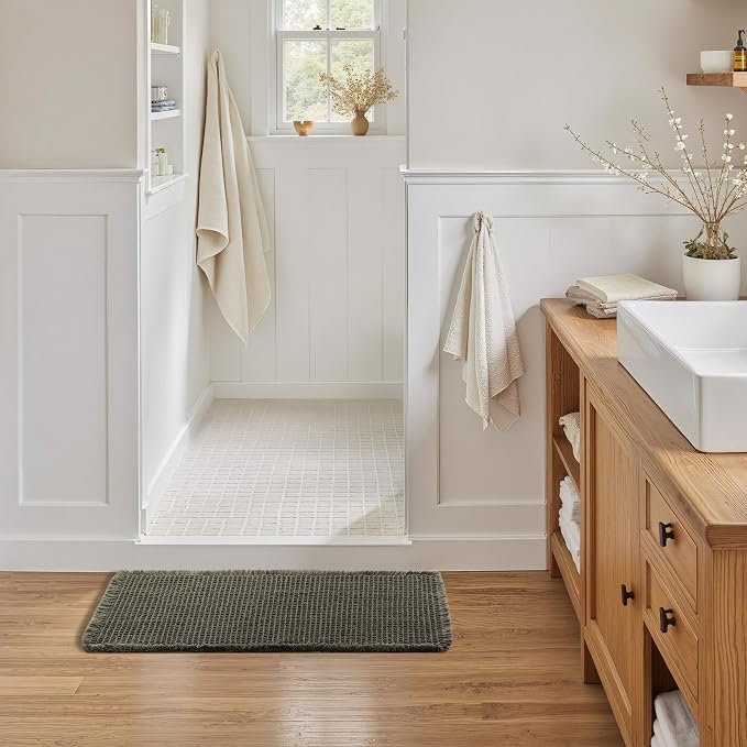 GRANNY SAYS Waffle Bath Mat 16" x 24", Boho Bathroom Rugs Non Slip Washable - Image 3