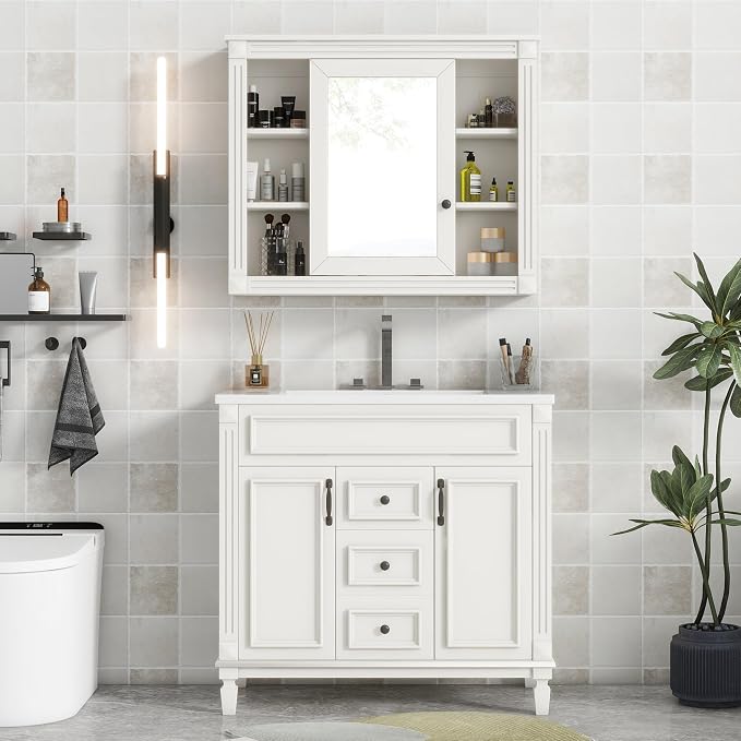 Merax 36" Bathroom Vanity with Sink, 36 inch Bathroom Vanity Storage Cabinet - Image 7