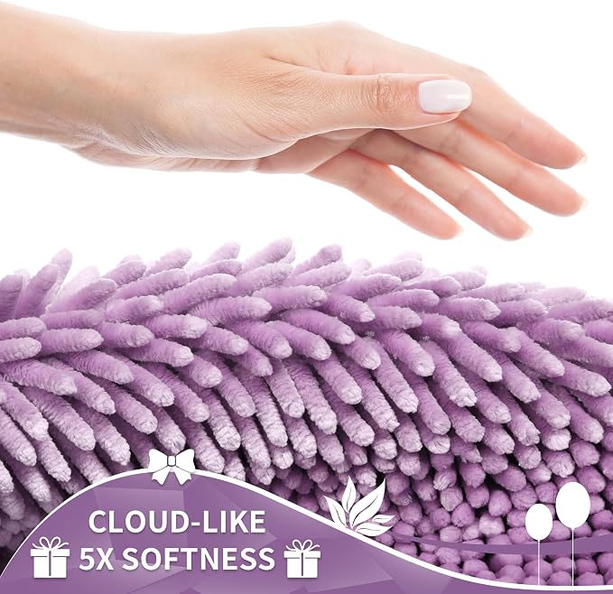 Yimobra Chenille Bathroom Rugs Non Slip, Extra Thick Soft Absorbent Bath Rug - Image 5