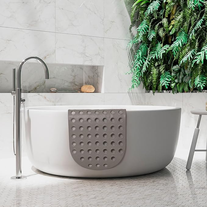 Shower Mat Non Slip Grey Bathtub Mat Non Slip 29 x 15 Inch Oval Bath Mat - Image 4