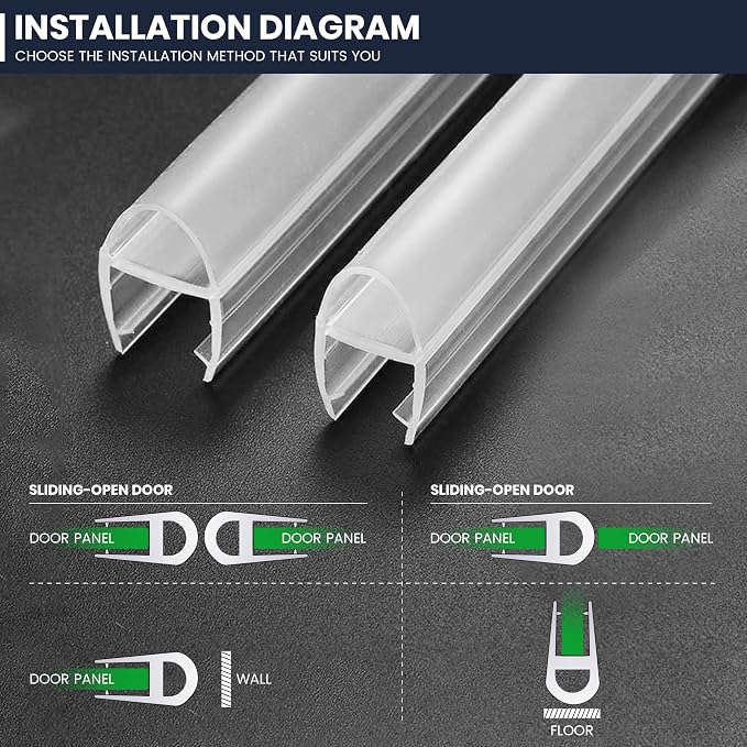 Shower Glass Door Side Seal, for 1/4" Thick Frameless Glass Door, to Stop Water - Image 4