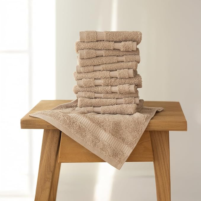 SALBAKOS 100% Turkish Cotton Washcloth Set of 12 13x13 inch | Heirloom Quality - Image 2