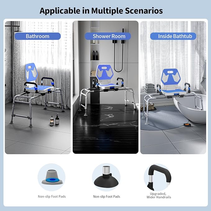 Sliding Shower Chair Swivel Tub Transfer Bench - Image 7