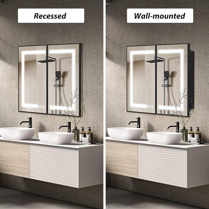 APRILSOUL 40X32 Inch Black Bathroom Medicine Cabinet - Image 3