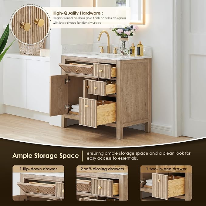 ALTAIR 36 Bathroom Vanity with Sink Mordern Freestanding Single Vanities Large - Image 4
