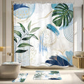 4 PCS Blue Boho Shower Curtain Set 72Wx72H Non-Slip Bath Rug Toilet Lid Cover by MitpokBrand