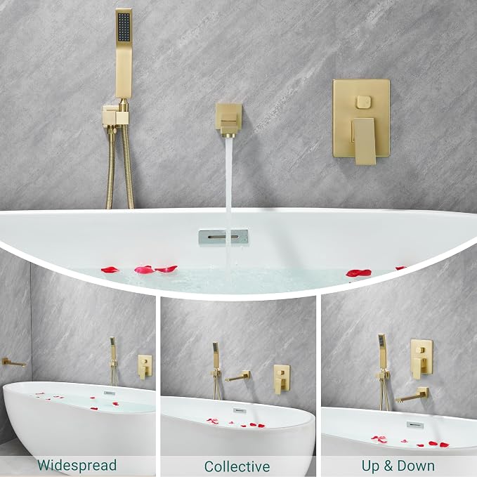 DASAN Swiveling Wall Mount Tub Filler Faucet Set - Image 5