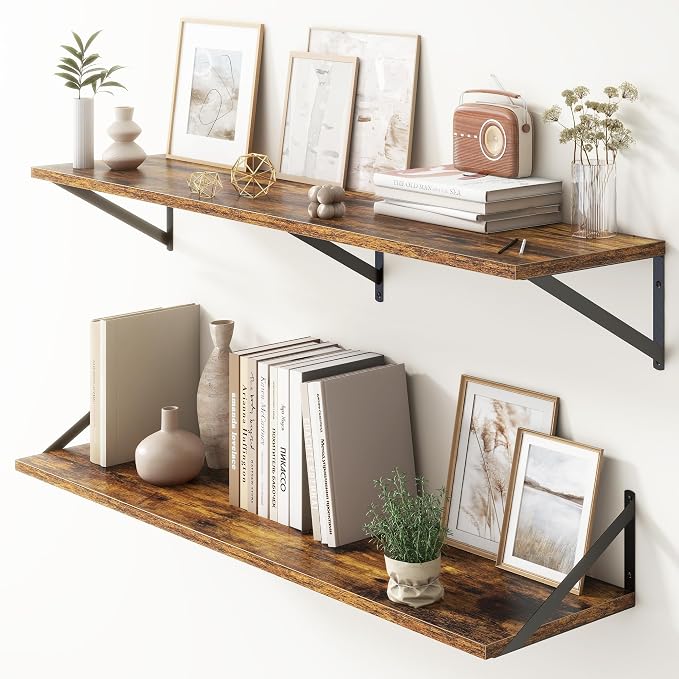 Floating Shelves 48 Inch Long, Wall Shelves 48 x 10, Wide Large Display Storage by FunMemories