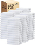 GOLD TEXTILES 480 Pack Economy White Washcloths Set by GOLDTEXTILES