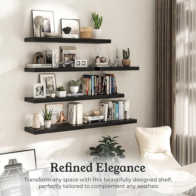 Floating Shelves for Wall, 7.9" Deep Wall Mounted Wood Shelves for Bathroom - Image 5