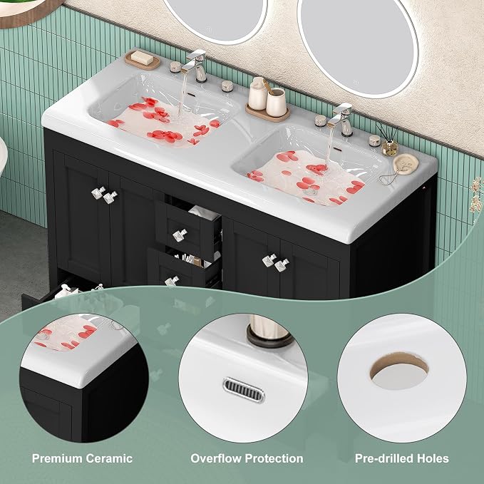 48 Inch Bathroom Vanity with Double Sink, Bathroom Vanity Cabinet with Doulble - Image 7