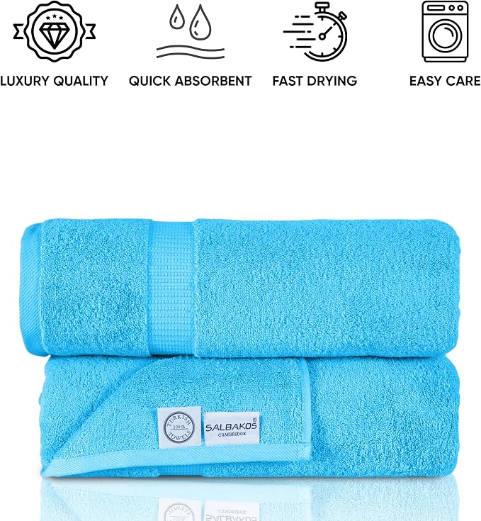 SALBAKOS 100% Turkish Cotton Extra Large Bath Sheet Set of 2 35x70 inch | - Image 8