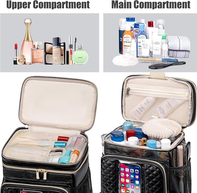 Large Leather Toiletry Bag for Women Men, Bathroom Bag, Water Resistant Shower - Image 6