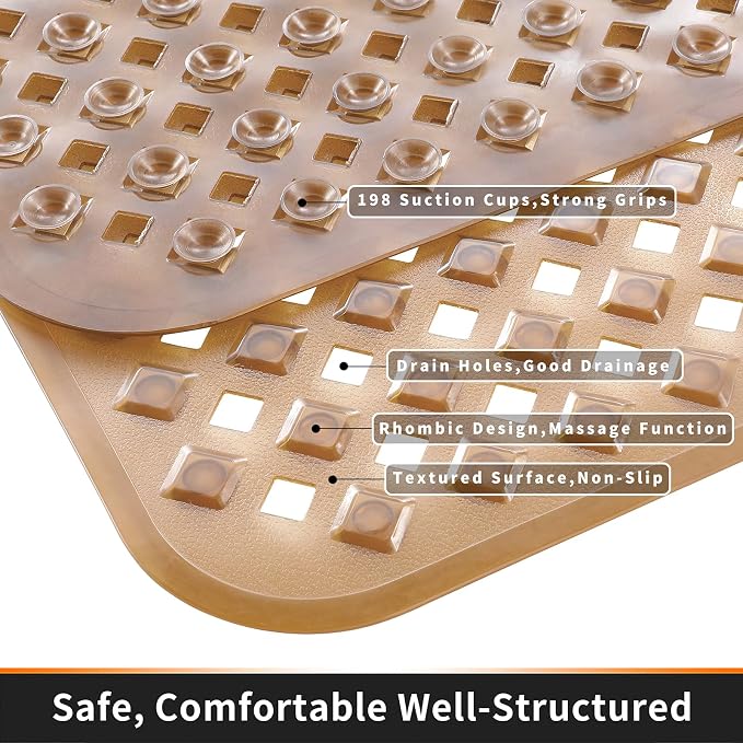 Yimobra Bathtub Mat Non Slip, Super Strong Suction Cups, 27.5"x15.5" Long - Image 7