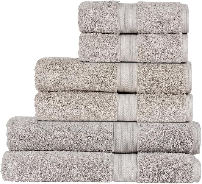 Christy Renaissance 6 Piece Gray Towel Set | 100% Egyptian Cotton | Luxury by Christy