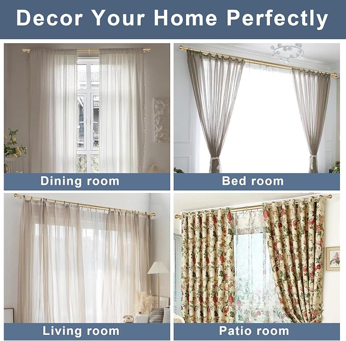 Double Curtain Rod, Adjustable 1 inch Double Drapery Rod Rods - Image 5