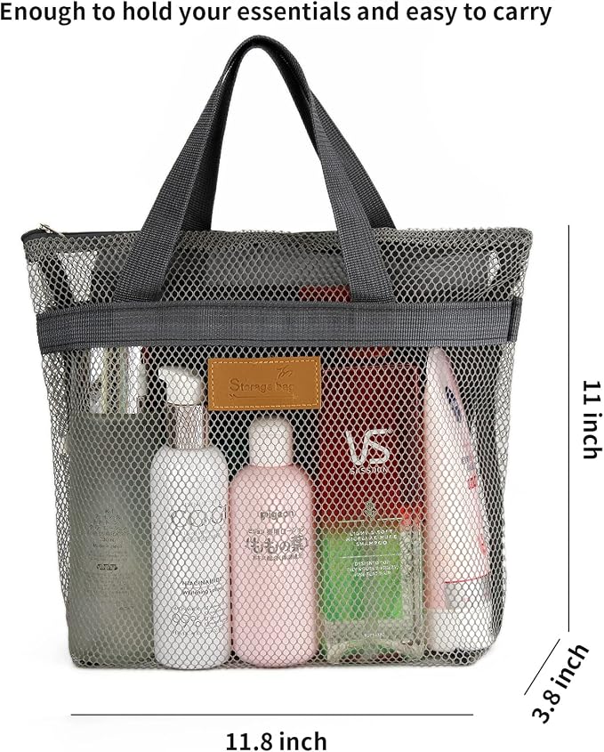 Mesh Shower Caddy Bag Portable Hanging Toiletry and Bath Organizer - Image 7