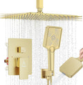 Shower System 12IN Modern Rain Brass Faucet Set by JQBQS