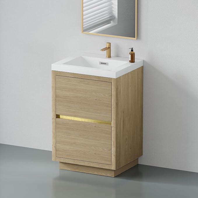 24 Inch Bathroom Vanity with Sink, Single Sink Bathroom Vanity, Freestanding by VUMALL