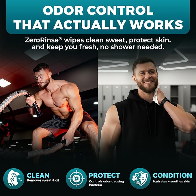 After Gym Body Wipes for Men – 200 XL No Rinse Shower Wipes + 16 Travel Bath - Image 3