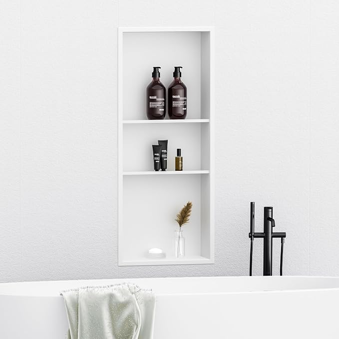 Neodrain 12X30 in Shower Niche, 3 Layers White Wall Niche Tile Ready NO Tile - Image 2