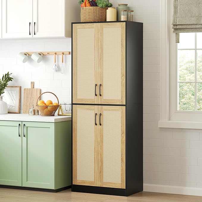 JASIWAY Kitchen Pantry Cabinet, Wooden Linen Pantry Cupboard by JASIWAY
