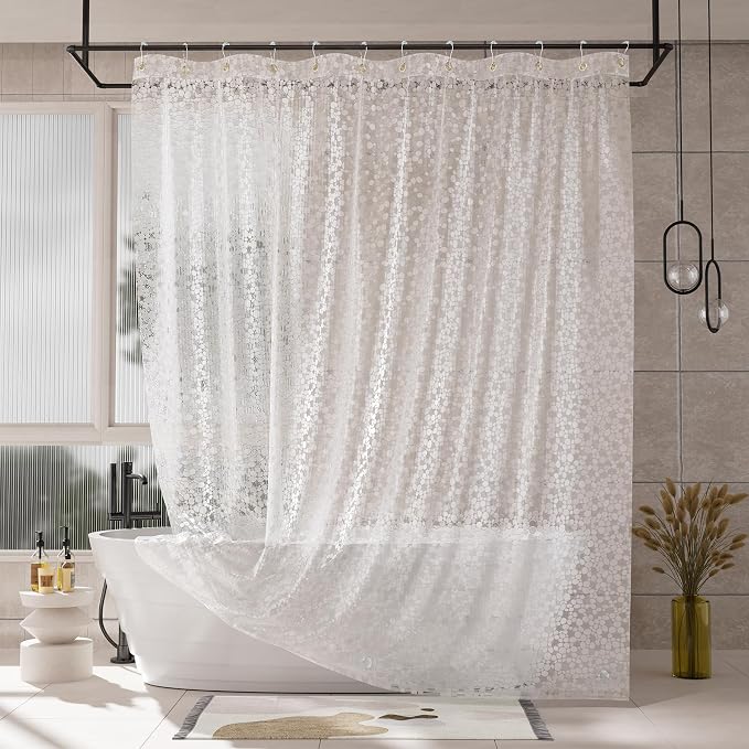 AmazerBath Heavy Duty Shower Curtain Liner, 100% EVA Clear Shower Curtain and by AmazerBath