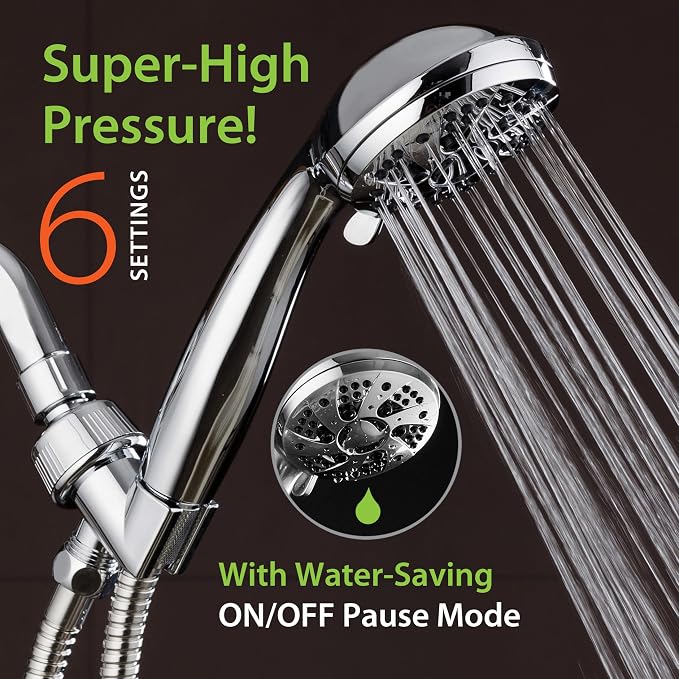 AquaDance High Pressure 6-Setting 3.5" Chrome Face Handheld Shower - Image 3