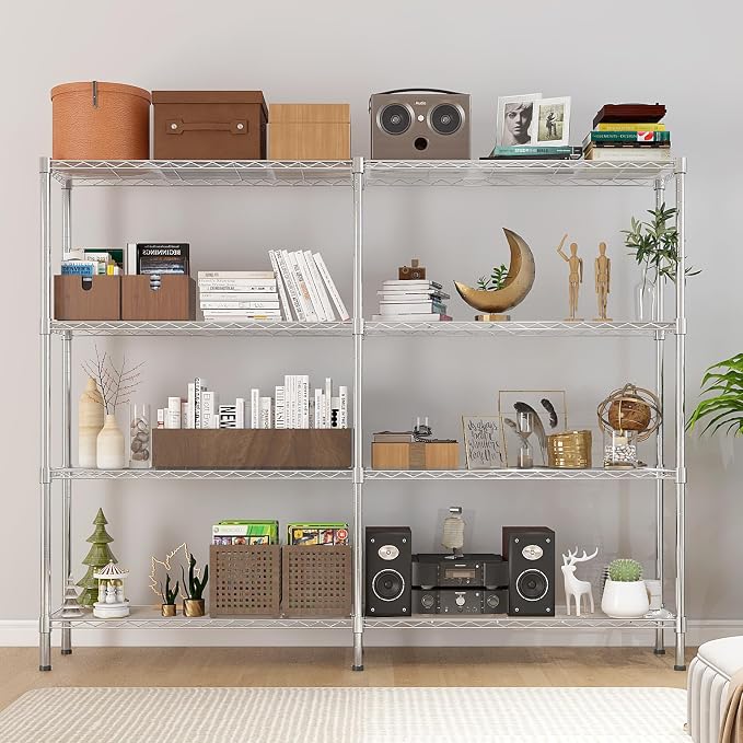 4 Tier Storage Racks Shelving, Heavy Steel Pantry Shelves, Adjustable Wire - Image 4