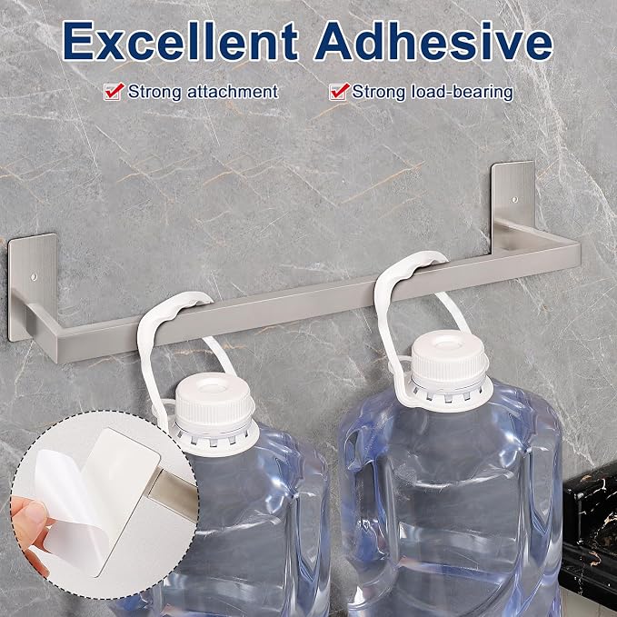 NearMoon Self Adhesive Bathroom Towel Bar, Stainless Steel Square Bath Wall - Image 3