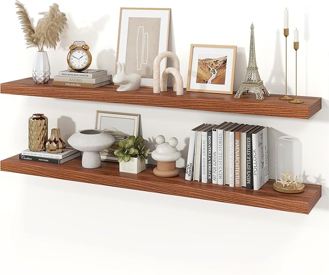 Floating Shelves for Wall, 9.3" Deep Wall Mounted Wood Shelves for Bathroom by Unknown