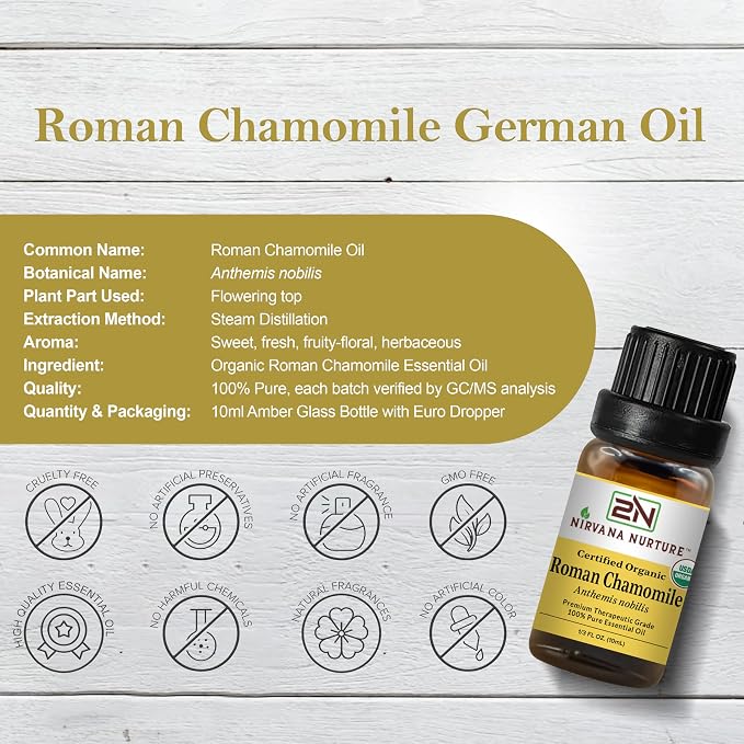 Roman Chamomile Essential Oil USDA Certified Organic, 100% Pure Natural Premium - Image 2