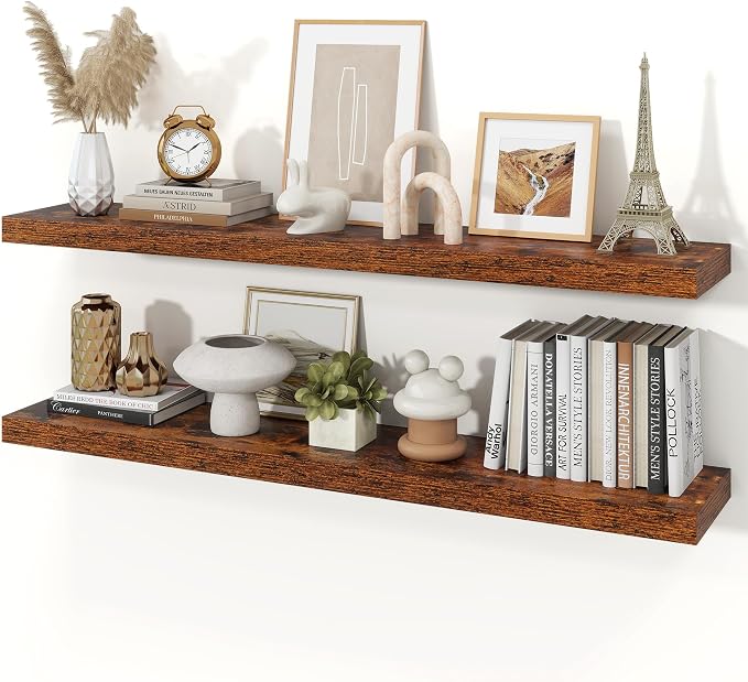 Floating Shelves for Wall, 9.3" Deep Wall Mounted Wood Shelves for Bathroom by Unknown