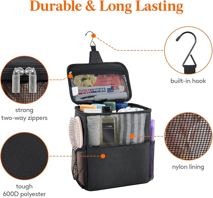 Lifewit Mesh Shower Caddy Bag Portable College Dorm Room Essentials Caddy Tote - Image 3