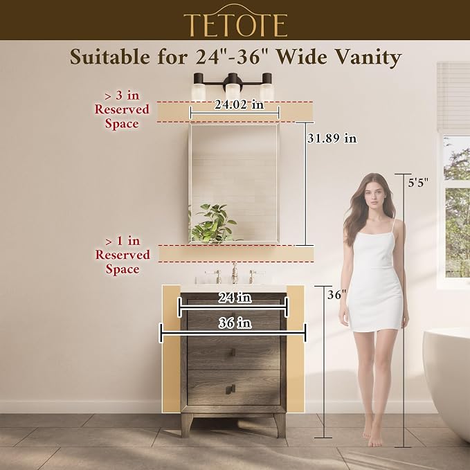 TETOTE 24 x 32 Bathroom Mirror Cabinet - Image 9