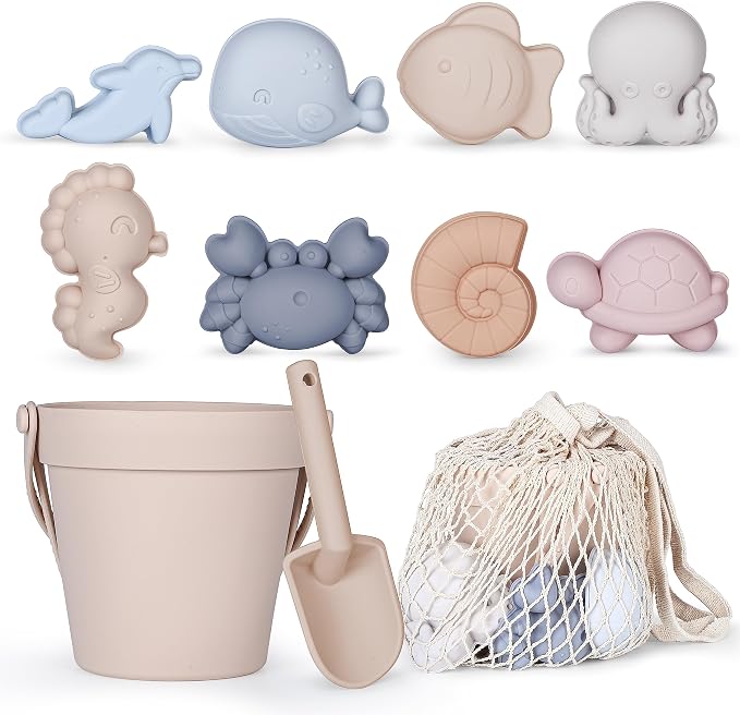 MarcZero 11Pcs Silicone Beach Toys, Modern Baby Beach Toys, Travel Friendly by EnjoyMakeSushiEasyAndFun