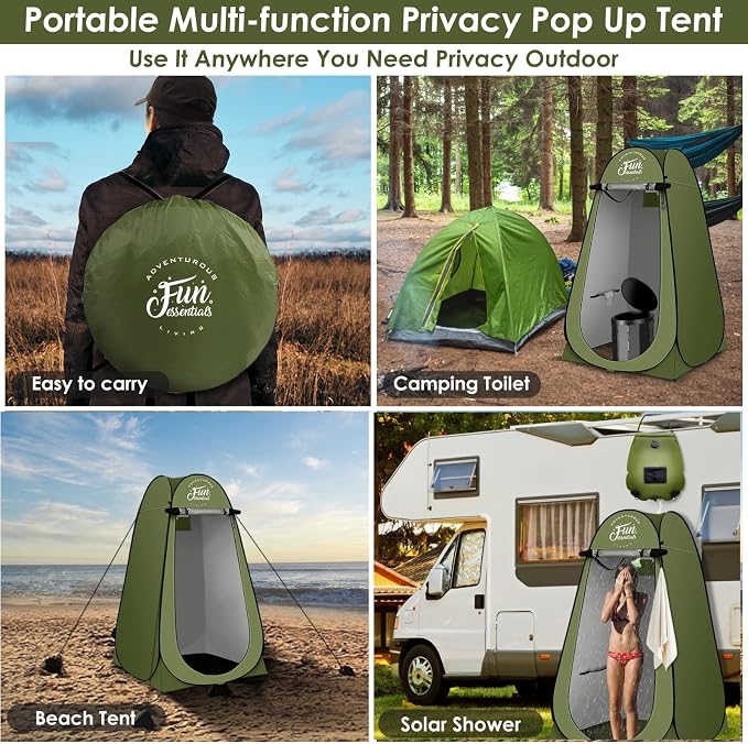 Solar Shower Tent Kit, Instant Pop Up Privacy, 5 Gallon Solar Shower Bag - Image 6