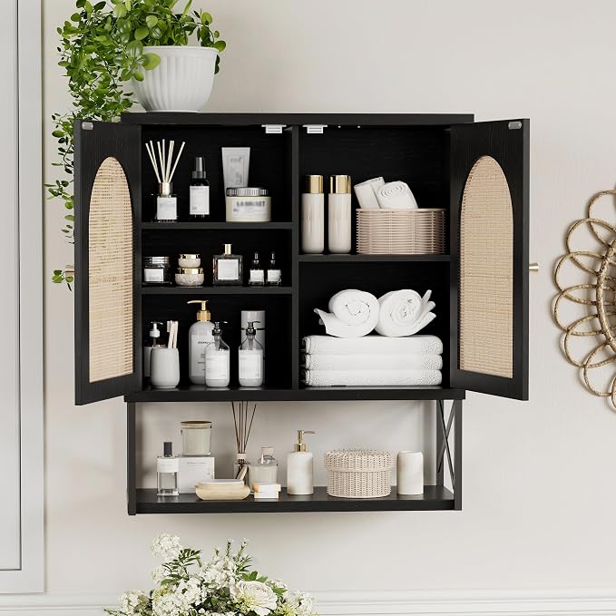 Rattan Bathroom Wall Cabinet, Boho Medicine Wall Cabinet - Image 3