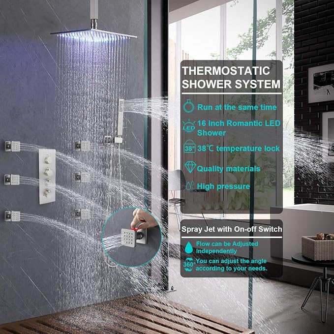 Enga Rain Shower Jet Thermostatic System Work At the Same Time, Body Spray - Image 2