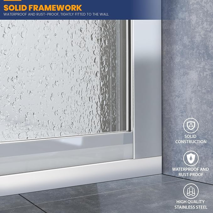 Glass Shower Door Screen, Simple Single Panel - Image 3