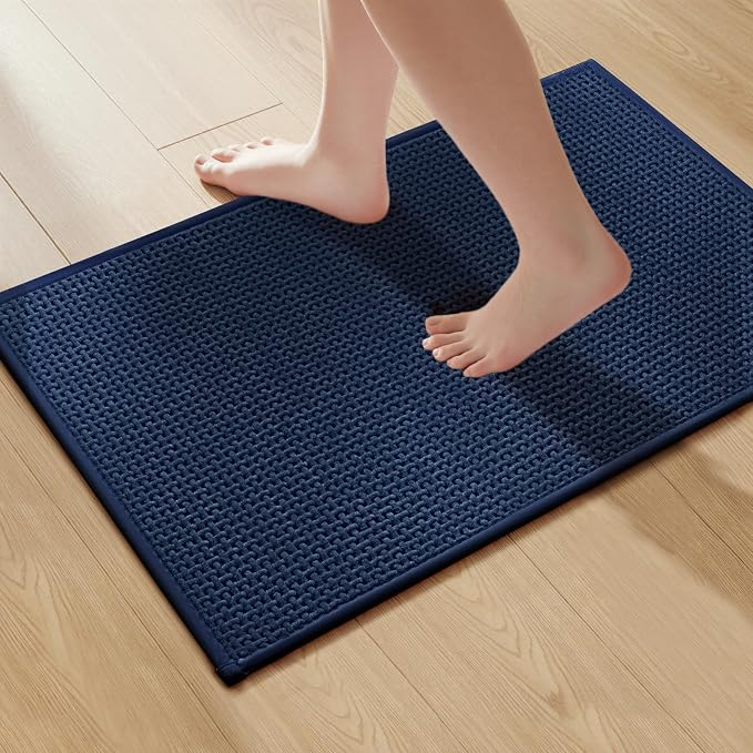 GRANNY SAYS Blue Bathroom Rugs, Absorbent Bath Mats 24" x 16", Soft Chenille by GRANNYSAYS