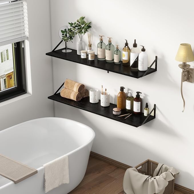 12 Inch Deep Floating Shelves, Deep Wall Shelves Bracket Set of 2, Large - Image 6
